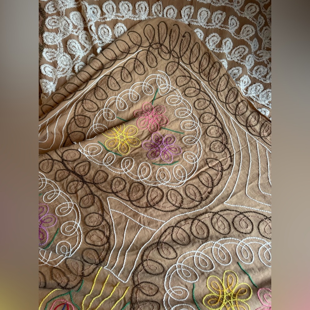 Vintage Colorful Peacock Design Chenille Bedspread - Picture 4 of 4